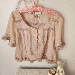 Pale pink cottage cropped fairy blouse🥀✨️